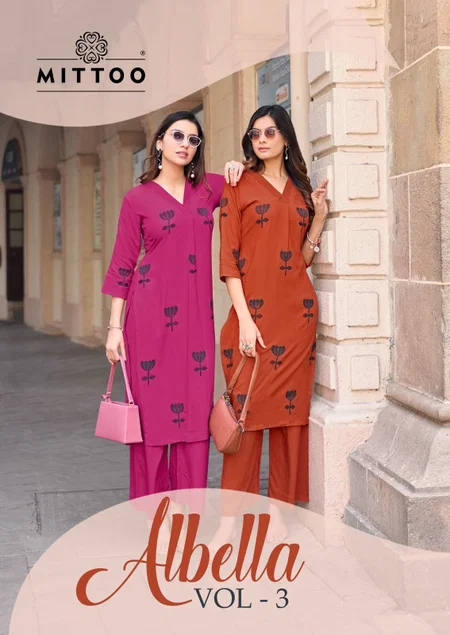 Albella Vol 3 By Mittoo Rayon Threadwork Online Kurti With Bottom Wholesale
